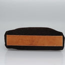 CELINE C Macadam Canvas Hand Bag Suede Dark Brown Gold Auth JB036-5