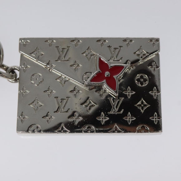 LOUIS VUITTON Monogram LV envelope Key Holder metal Silver M01296 LV Auth JB049