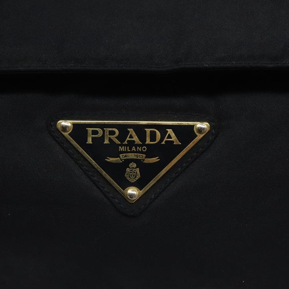 PRADA Hand Bag Nylon Navy Gold Auth JB052