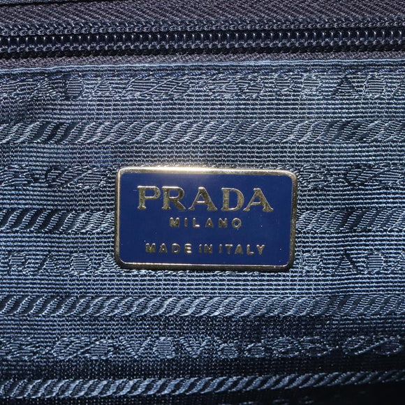 PRADA Hand Bag Nylon Navy Gold Auth JB052