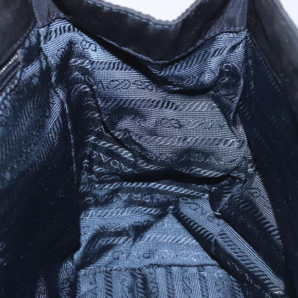 PRADA Hand Bag Nylon Navy Gold Auth JB052