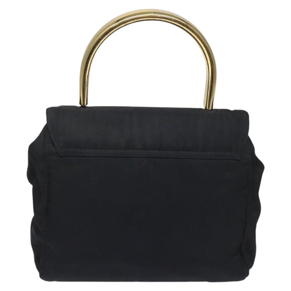 PRADA Hand Bag Nylon Navy Gold Auth JB052