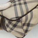 BURBERRY Nova Check Blue Label Shoulder Bag Nylon Beige Silver Auth JB053-16