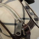 BURBERRY Nova Check Blue Label Shoulder Bag Nylon Beige Silver Auth JB053-10