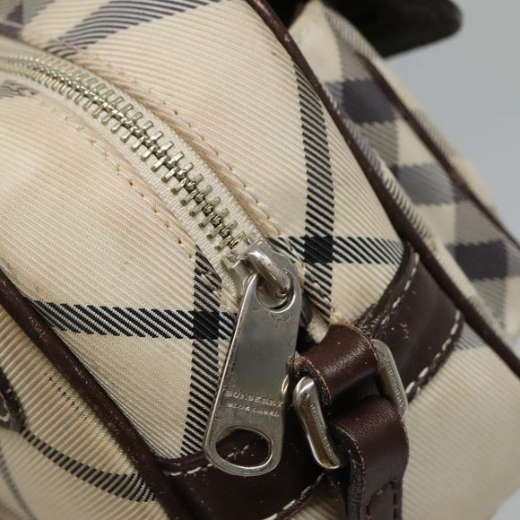 BURBERRY Nova Check Blue Label Shoulder Bag Nylon Beige Silver Auth JB053