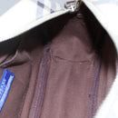 BURBERRY Nova Check Blue Label Shoulder Bag Nylon Beige Silver Auth JB053-19