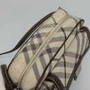 BURBERRY Nova Check Blue Label Shoulder Bag Nylon Beige Silver Auth JB053-6