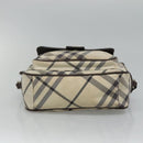 BURBERRY Nova Check Blue Label Shoulder Bag Nylon Beige Silver Auth JB053-5