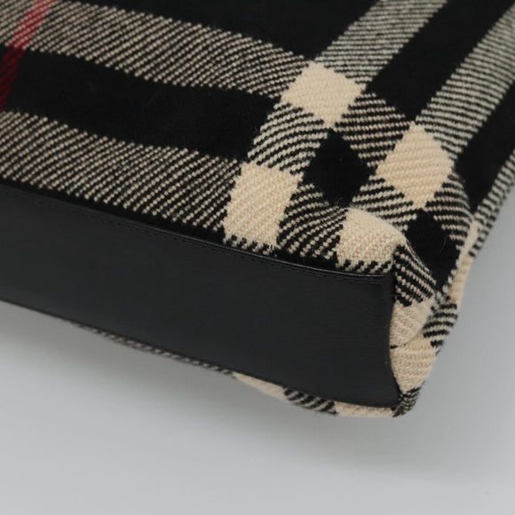 BURBERRY Nova Check Hand Bag Canvas Black Silver Auth JB054