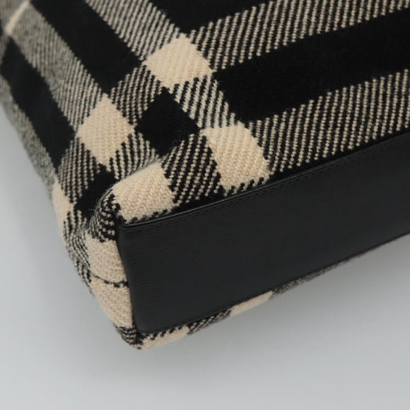 BURBERRY Nova Check Hand Bag Canvas Black Silver Auth JB054