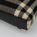 BURBERRY Nova Check Hand Bag Canvas Black Silver Auth JB054-15
