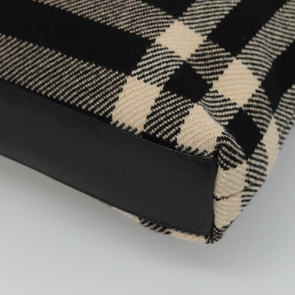 BURBERRY Nova Check Hand Bag Canvas Black Silver Auth JB054