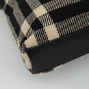 BURBERRY Nova Check Hand Bag Canvas Black Silver Auth JB054-16