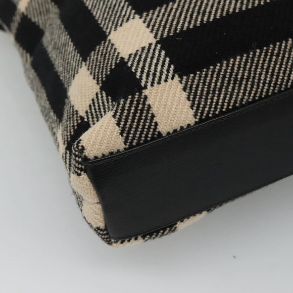 BURBERRY Nova Check Hand Bag Canvas Black Silver Auth JB054