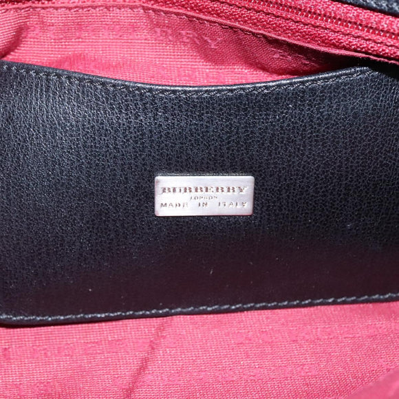 BURBERRY Nova Check Hand Bag Canvas Black Silver Auth JB054