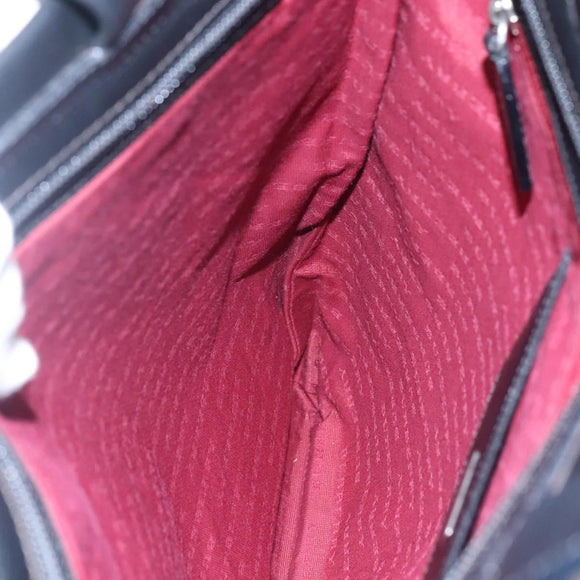 BURBERRY Nova Check Hand Bag Canvas Black Silver Auth JB054