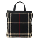 BURBERRY Nova Check Hand Bag Canvas Black Silver Auth JB054-13