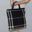 BURBERRY Nova Check Hand Bag Canvas Black Silver Auth JB054-20
