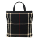 BURBERRY Nova Check Hand Bag Canvas Black Silver Auth JB054-2