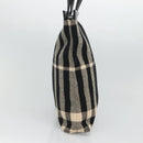 BURBERRY Nova Check Hand Bag Canvas Black Silver Auth JB054-3