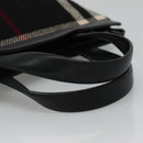 BURBERRY Nova Check Hand Bag Canvas Black Silver Auth JB054-7