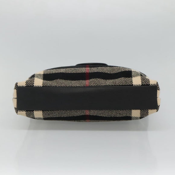 BURBERRY Nova Check Hand Bag Canvas Black Silver Auth JB054