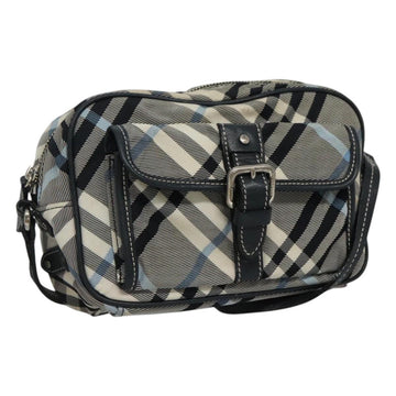 BURBERRY Nova Check Blue Label Shoulder Bag Nylon Blue Silver Auth JB055