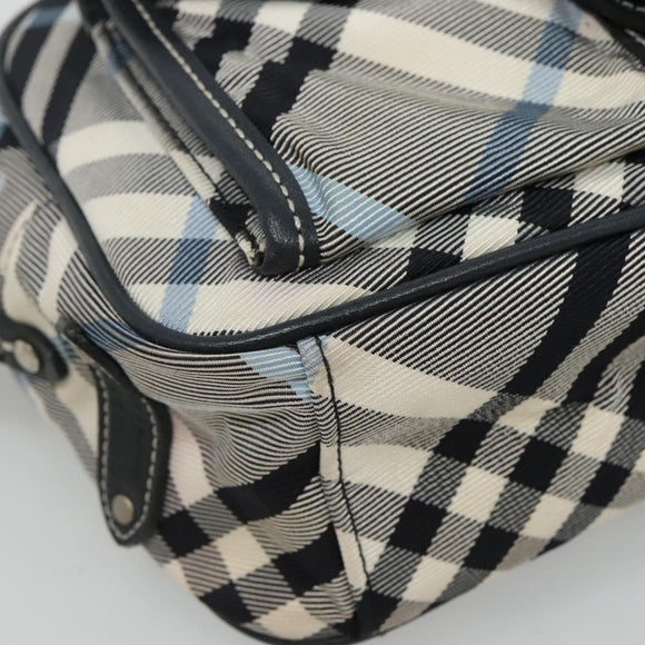 BURBERRY Nova Check Blue Label Shoulder Bag Nylon Blue Silver Auth JB055