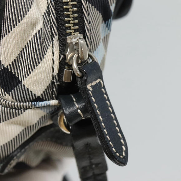 BURBERRY Nova Check Blue Label Shoulder Bag Nylon Blue Silver Auth JB055