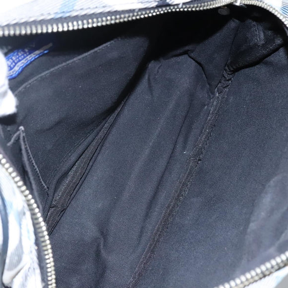 BURBERRY Nova Check Blue Label Shoulder Bag Nylon Blue Silver Auth JB055