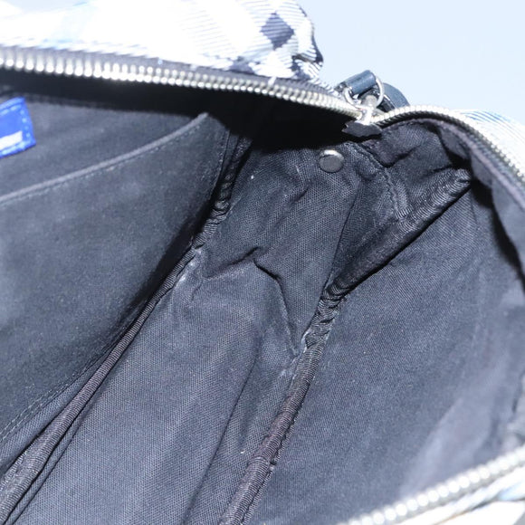 BURBERRY Nova Check Blue Label Shoulder Bag Nylon Blue Silver Auth JB055