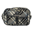 BURBERRY Nova Check Blue Label Shoulder Bag Nylon Blue Silver Auth JB055-13