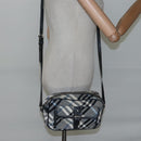 BURBERRY Nova Check Blue Label Shoulder Bag Nylon Blue Silver Auth JB055-23
