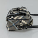 BURBERRY Nova Check Blue Label Shoulder Bag Nylon Blue Silver Auth JB055-4
