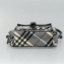 BURBERRY Nova Check Blue Label Shoulder Bag Nylon Blue Silver Auth JB055-5