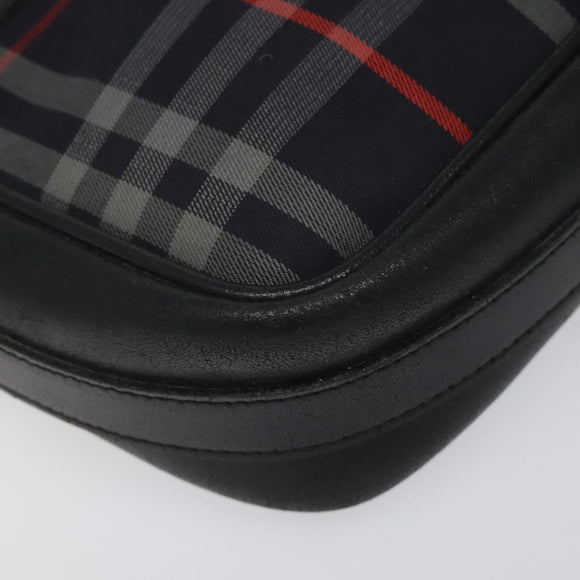 Burberrys Shoulder Bag Canvas Leather Navy Gold Auth JB067