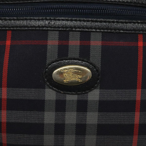 Burberrys Shoulder Bag Canvas Leather Navy Gold Auth JB067