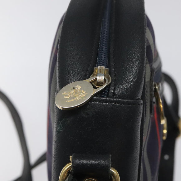 Burberrys Shoulder Bag Canvas Leather Navy Gold Auth JB067