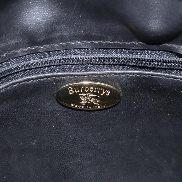 Burberrys Shoulder Bag Canvas Leather Navy Gold Auth JB067