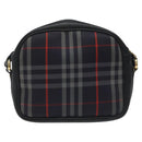 Burberrys Shoulder Bag Canvas Leather Navy Gold Auth JB067-2