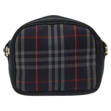 Burberrys Shoulder Bag Canvas Leather Navy Gold Auth JB067 - 0