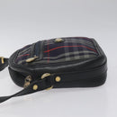 Burberrys Shoulder Bag Canvas Leather Navy Gold Auth JB067-4