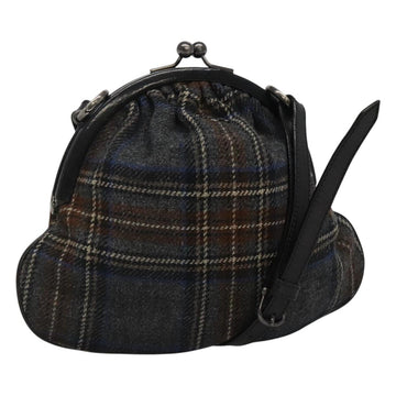 BURBERRY Nova Check Shoulder Bag Wool Navy Auth JB068