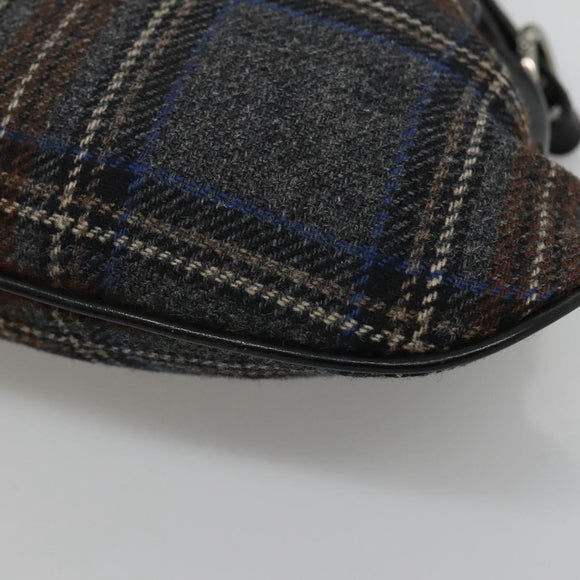 BURBERRY Nova Check Shoulder Bag Wool Navy Auth JB068