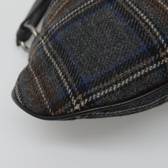 BURBERRY Nova Check Shoulder Bag Wool Navy Auth JB068