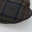 BURBERRY Nova Check Shoulder Bag Wool Navy Auth JB068-15