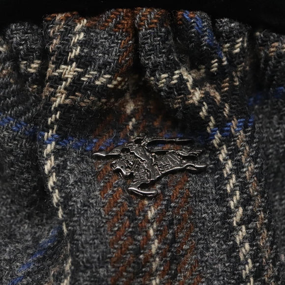 BURBERRY Nova Check Shoulder Bag Wool Navy Auth JB068