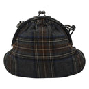 BURBERRY Nova Check Shoulder Bag Wool Navy Auth JB068-13