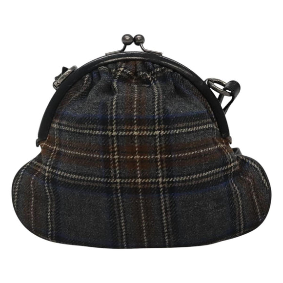 BURBERRY Nova Check Shoulder Bag Wool Navy Auth JB068