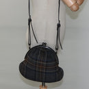 BURBERRY Nova Check Shoulder Bag Wool Navy Auth JB068-20